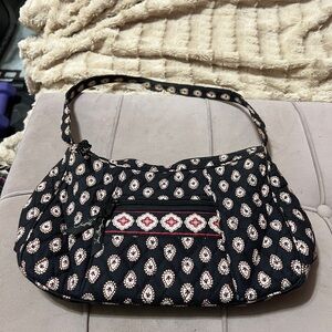 Vera Bradley Black and Cream Patterned Shoulder Bag